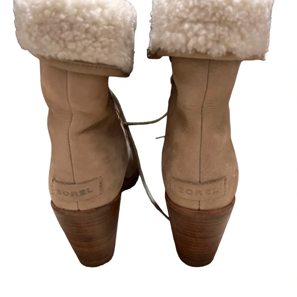 Sorel After Hours Lace Up Shearling Wedge Boots Sz. 7